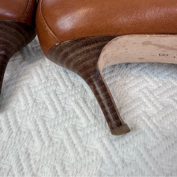 [SOLD] COACH Brown Leather Metallic Buckle Detail Preppy Heels / Pumps size 6.5 - Picture 6 of 13